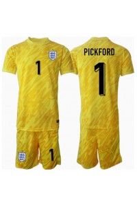 Fotbalové Dres Anglie Jordan Pickford #1 Brankářské Dětské Venkovní Oblečení ME 2024 Krátký Rukáv (+ trenýrky)